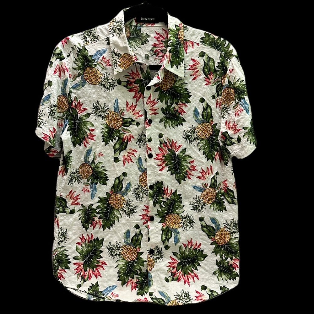 VatPave Tropical Vibrant Pineapple Print Men's Shirt S